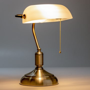 Brilagi - Pöytävalaisin BANK OFFICE 1xE27/60W/230V messinki/valkoinen