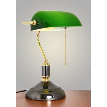 Brilagi - Pöytävalaisin BANK OFFICE 1xE27/60W/230V musta/kultainen/vihreä
