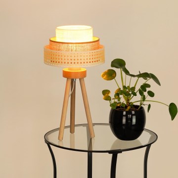 Brilagi - Pöytävalaisin CEDAR LUNETA 1xE27/15W/230V beige/ruskea/kerma