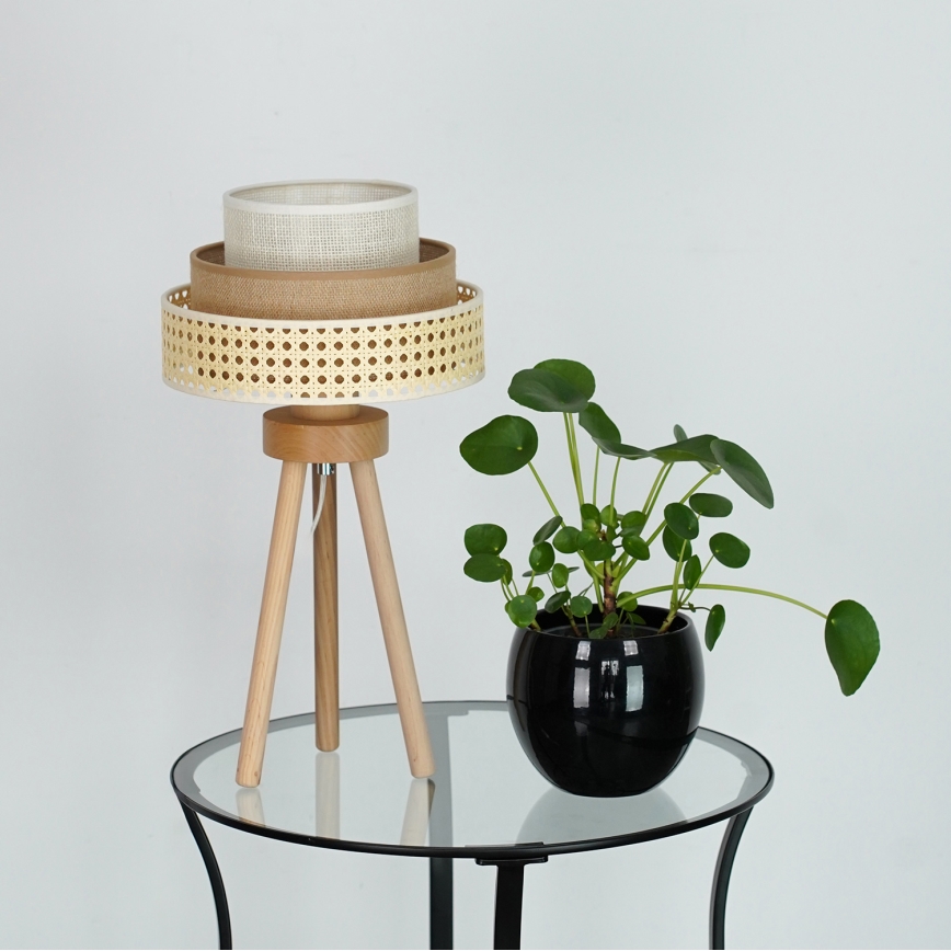 Brilagi - Pöytävalaisin CEDAR LUNETA 1xE27/15W/230V beige/ruskea/kerma