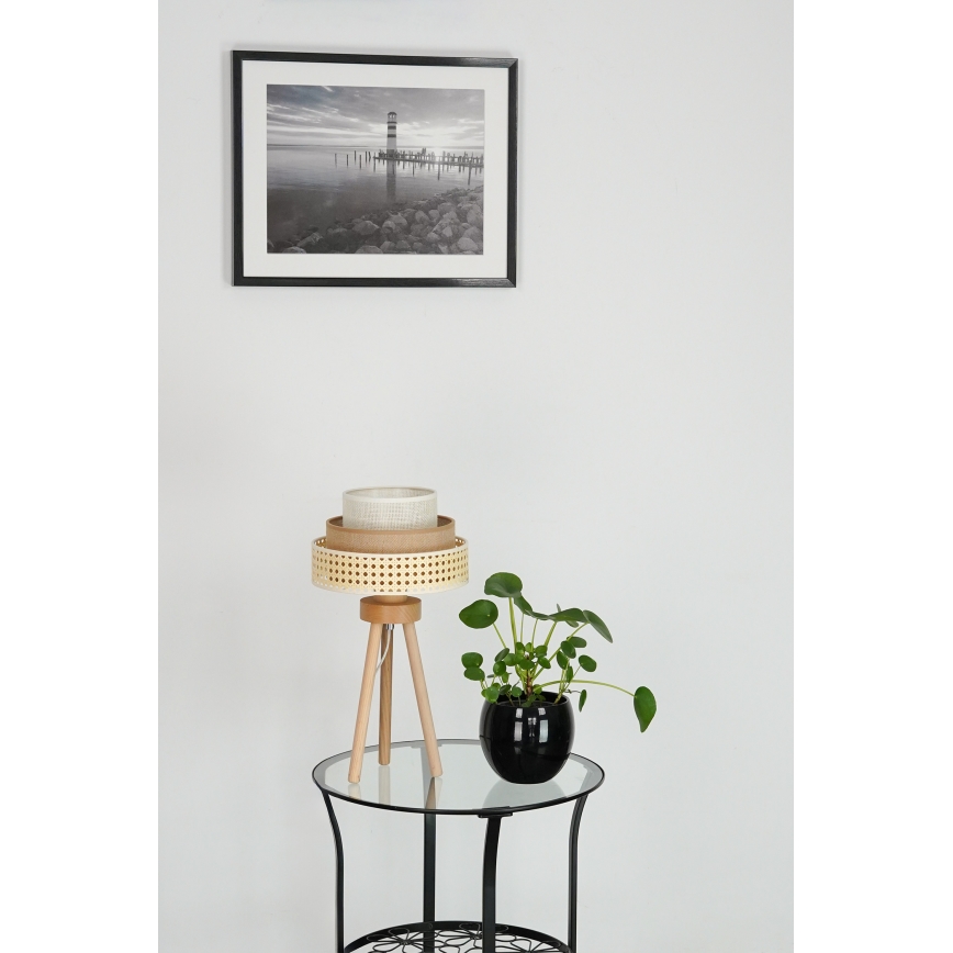 Brilagi - Pöytävalaisin CEDAR LUNETA 1xE27/15W/230V beige/ruskea/kerma