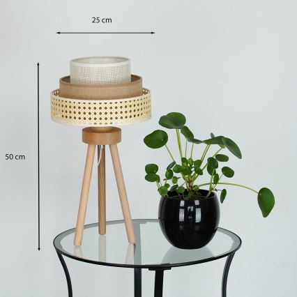Brilagi - Pöytävalaisin CEDAR LUNETA 1xE27/15W/230V beige/ruskea/kerma