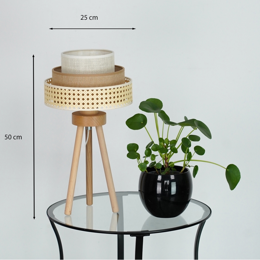 Brilagi - Pöytävalaisin CEDAR LUNETA 1xE27/15W/230V beige/ruskea/kerma