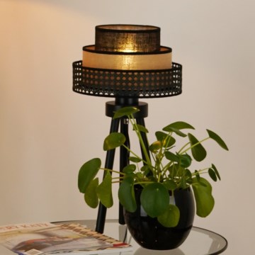 Brilagi - Pöytävalaisin DAKOTA LUNETA 1xE27/15W/230V musta/beige