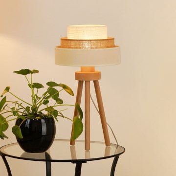 Brilagi - Pöytävalaisin DENVER LUNETA 1xE27/15W/230V beige/ruskea/kerma