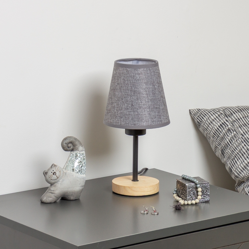 Brilagi - Pöytävalaisin NUBILA WOOD 1xE27/25W/230V tammi/harmaa