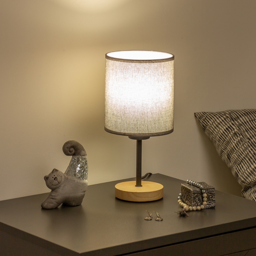 Brilagi - Pöytävalaisin NUBILA WOOD 1xE27/25W/230V tammi/harmaa