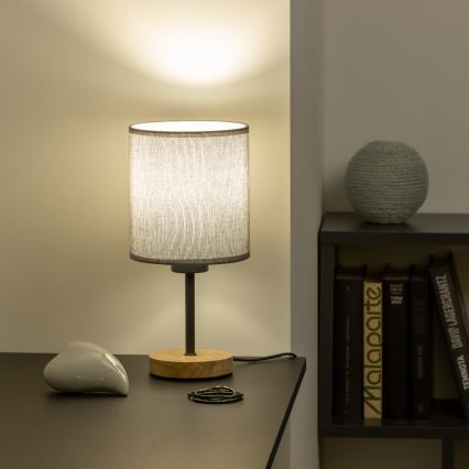 Brilagi - Pöytävalaisin NUBILA WOOD 1xE27/25W/230V tammi/harmaa