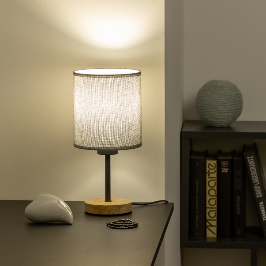 Brilagi - Pöytävalaisin NUBILA WOOD 1xE27/25W/230V tammi/harmaa