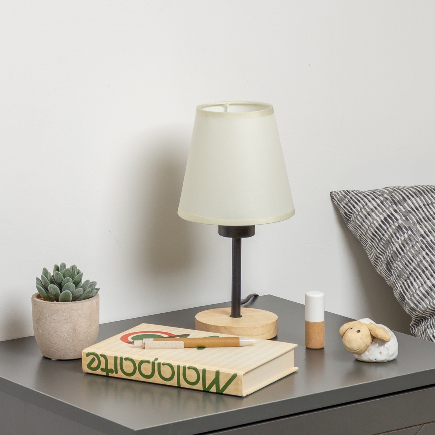 Brilagi - Pöytävalaisin NUBILA WOOD 1xE27/25W/230V tammi/kerma