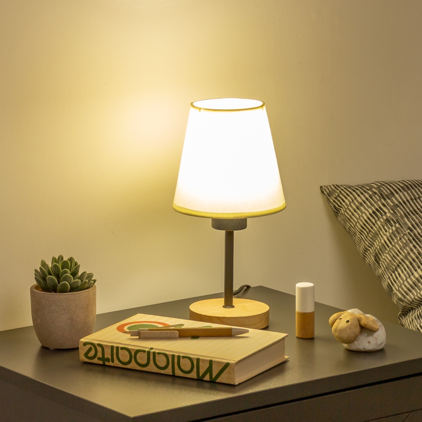 Brilagi - Pöytävalaisin NUBILA WOOD 1xE27/25W/230V tammi/kerma