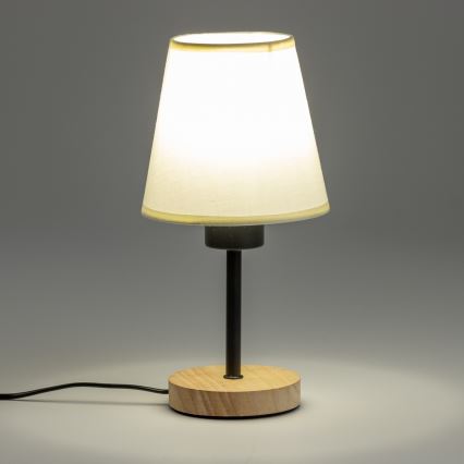 Brilagi - Pöytävalaisin NUBILA WOOD 1xE27/25W/230V tammi/kerma