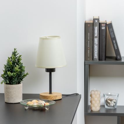 Brilagi - Pöytävalaisin NUBILA WOOD 1xE27/25W/230V tammi/kerma