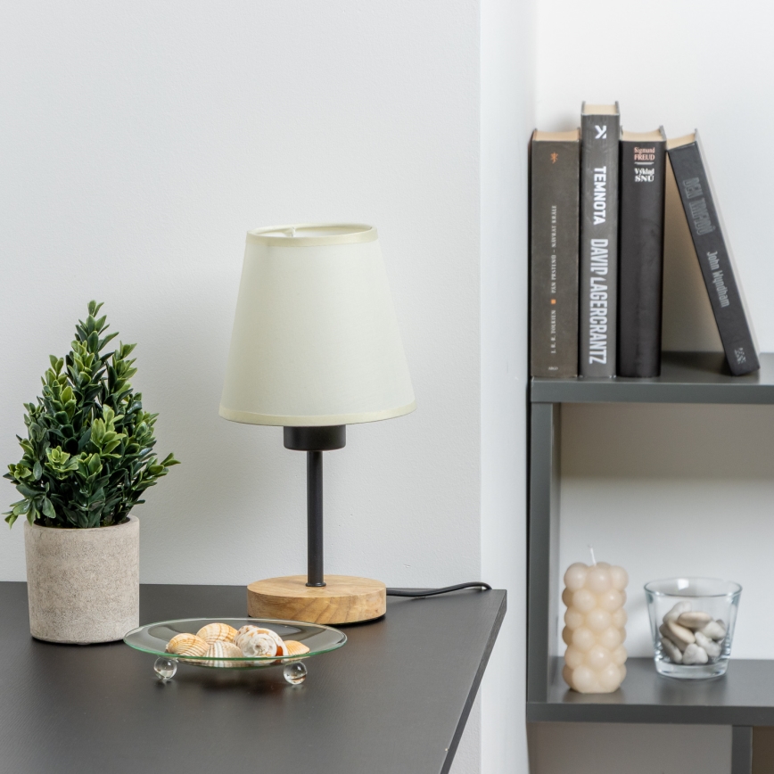 Brilagi - Pöytävalaisin NUBILA WOOD 1xE27/25W/230V tammi/kerma
