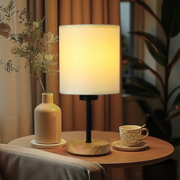 Brilagi - Pöytävalaisin NUBILA WOOD 1xE27/25W/230V tammi/musta/kerma
