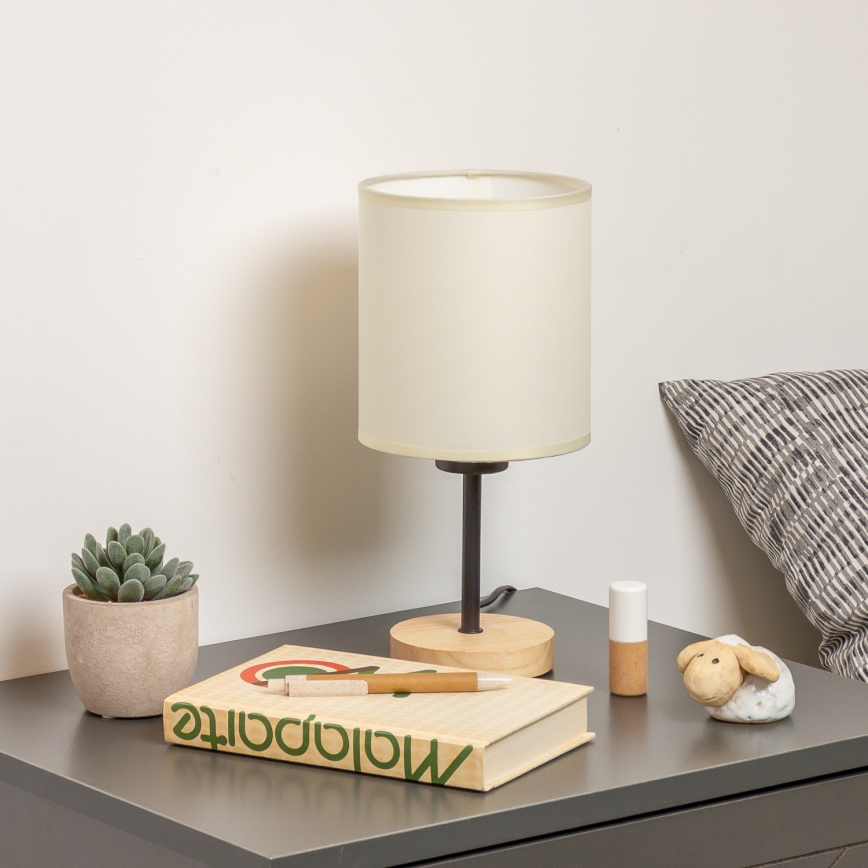 Brilagi - Pöytävalaisin NUBILA WOOD 1xE27/25W/230V tammi/musta/kerma