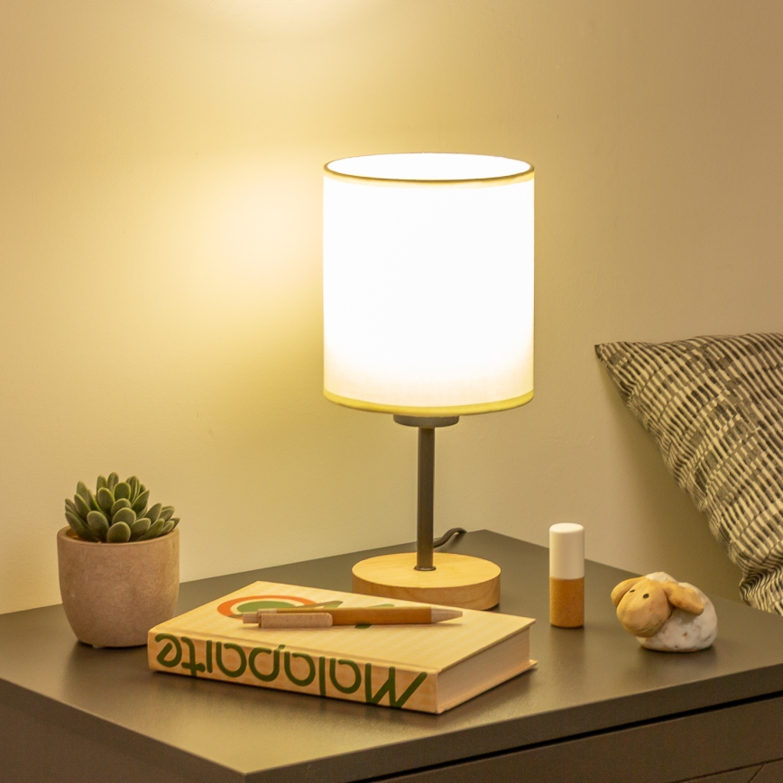 Brilagi - Pöytävalaisin NUBILA WOOD 1xE27/25W/230V tammi/musta/kerma