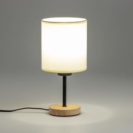 Brilagi - Pöytävalaisin NUBILA WOOD 1xE27/25W/230V tammi/musta/kerma