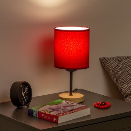 Brilagi - Pöytävalaisin NUBILA WOOD 1xE27/25W/230V tammi/Pompeilainen punainen