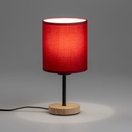 Brilagi - Pöytävalaisin NUBILA WOOD 1xE27/25W/230V tammi/Pompeilainen punainen