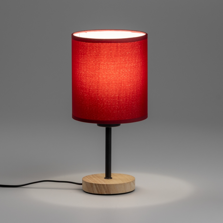 Brilagi - Pöytävalaisin NUBILA WOOD 1xE27/25W/230V tammi/Pompeilainen punainen