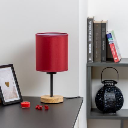 Brilagi - Pöytävalaisin NUBILA WOOD 1xE27/25W/230V tammi/Pompeilainen punainen