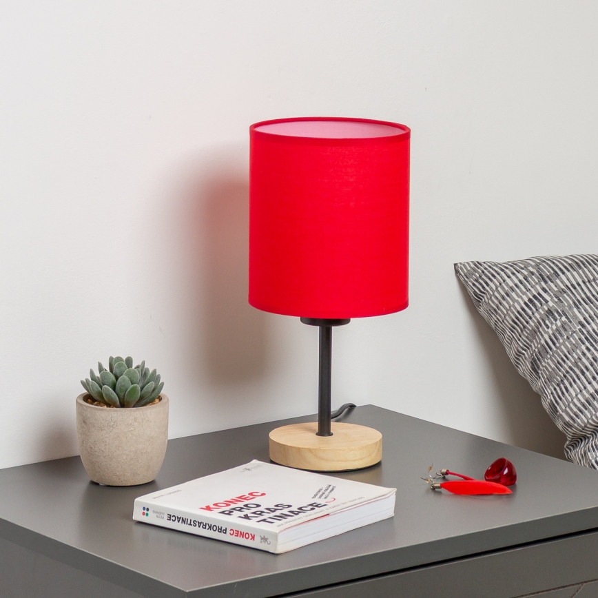 Brilagi - Pöytävalaisin NUBILA WOOD 1xE27/25W/230V tammi/punainen