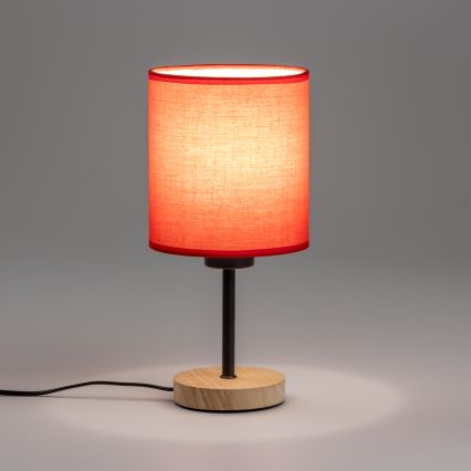 Brilagi - Pöytävalaisin NUBILA WOOD 1xE27/25W/230V tammi/punainen