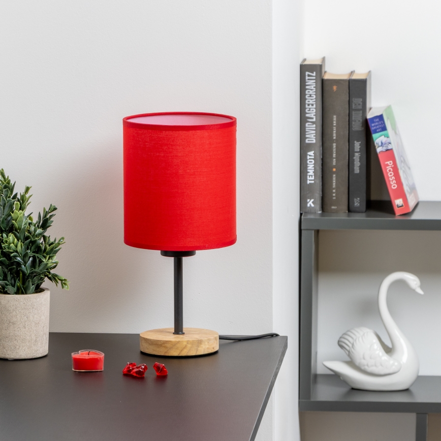 Brilagi - Pöytävalaisin NUBILA WOOD 1xE27/25W/230V tammi/punainen