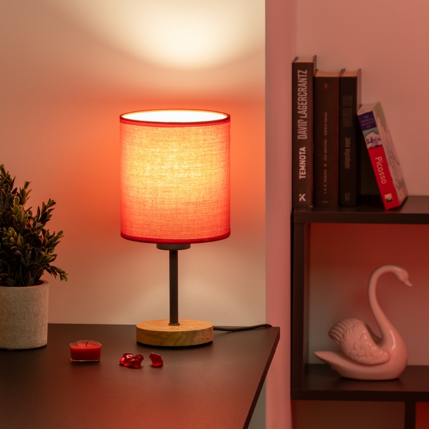 Brilagi - Pöytävalaisin NUBILA WOOD 1xE27/25W/230V tammi/punainen