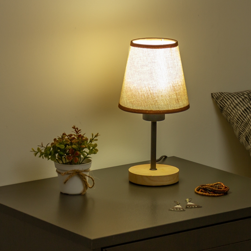 Brilagi - Pöytävalaisin NUBILA WOOD 1xE27/25W/230V tammi/ruskea