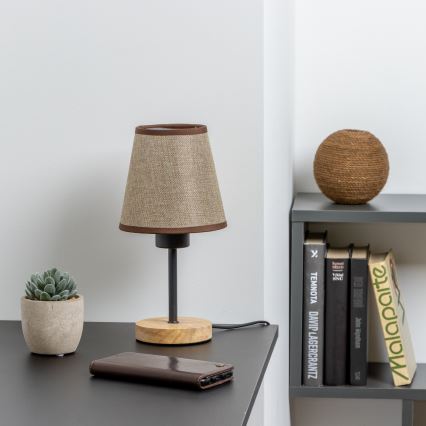 Brilagi - Pöytävalaisin NUBILA WOOD 1xE27/25W/230V tammi/ruskea