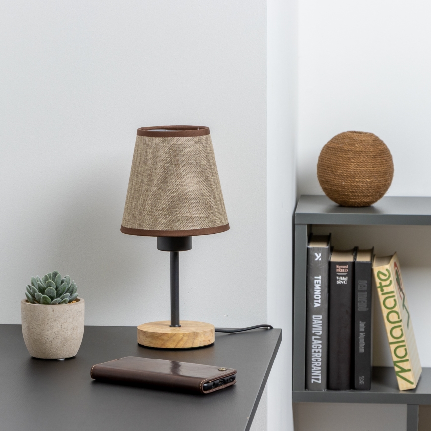 Brilagi - Pöytävalaisin NUBILA WOOD 1xE27/25W/230V tammi/ruskea
