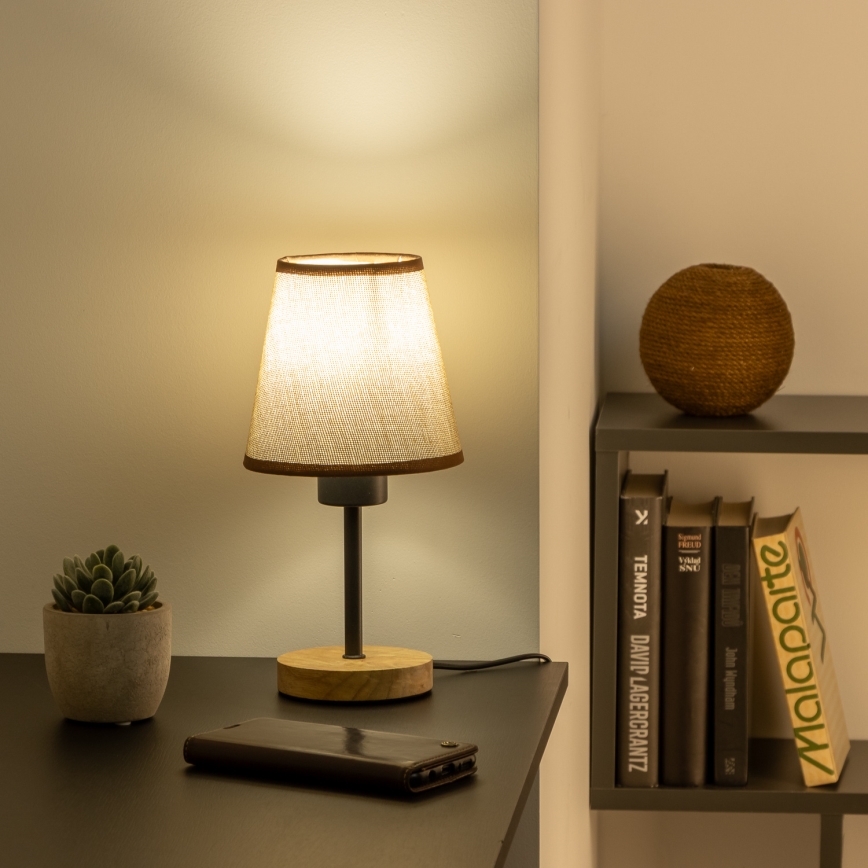 Brilagi - Pöytävalaisin NUBILA WOOD 1xE27/25W/230V tammi/ruskea