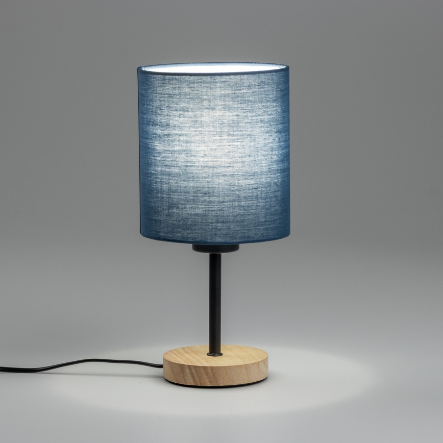 Brilagi - Pöytävalaisin NUBILA WOOD 1xE27/25W/230V tammi/tummansininen