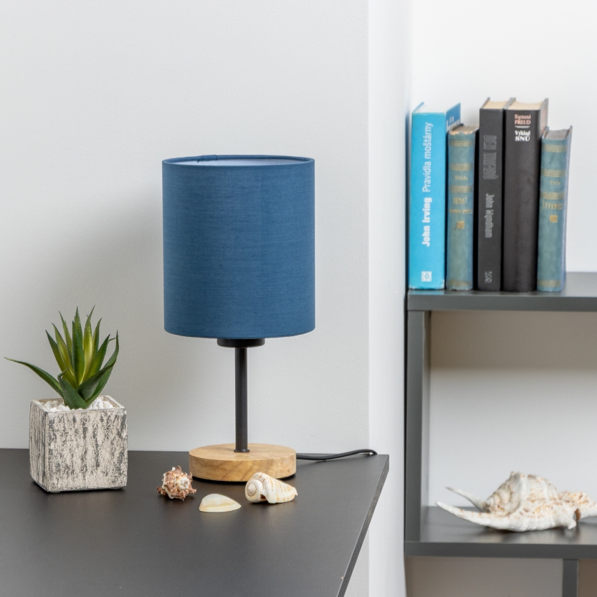Brilagi - Pöytävalaisin NUBILA WOOD 1xE27/25W/230V tammi/tummansininen