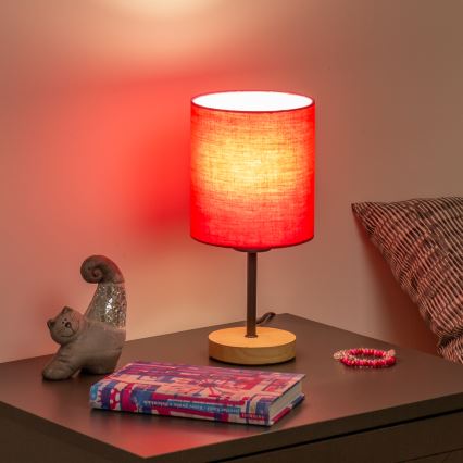 Brilagi - Pöytävalaisin NUBILA WOOD 1xE27/25W/230V tammi/vaaleanpunainen