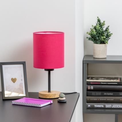 Brilagi - Pöytävalaisin NUBILA WOOD 1xE27/25W/230V tammi/vaaleanpunainen