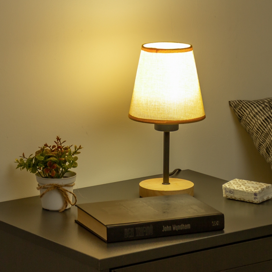 Brilagi - Pöytävalaisin NUBILA WOOD 1xE27/25W/230V tammi/vaaleanruskea