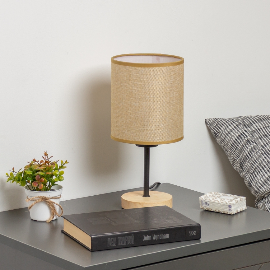 Brilagi - Pöytävalaisin NUBILA WOOD 1xE27/25W/230V tammi/vaaleanruskea