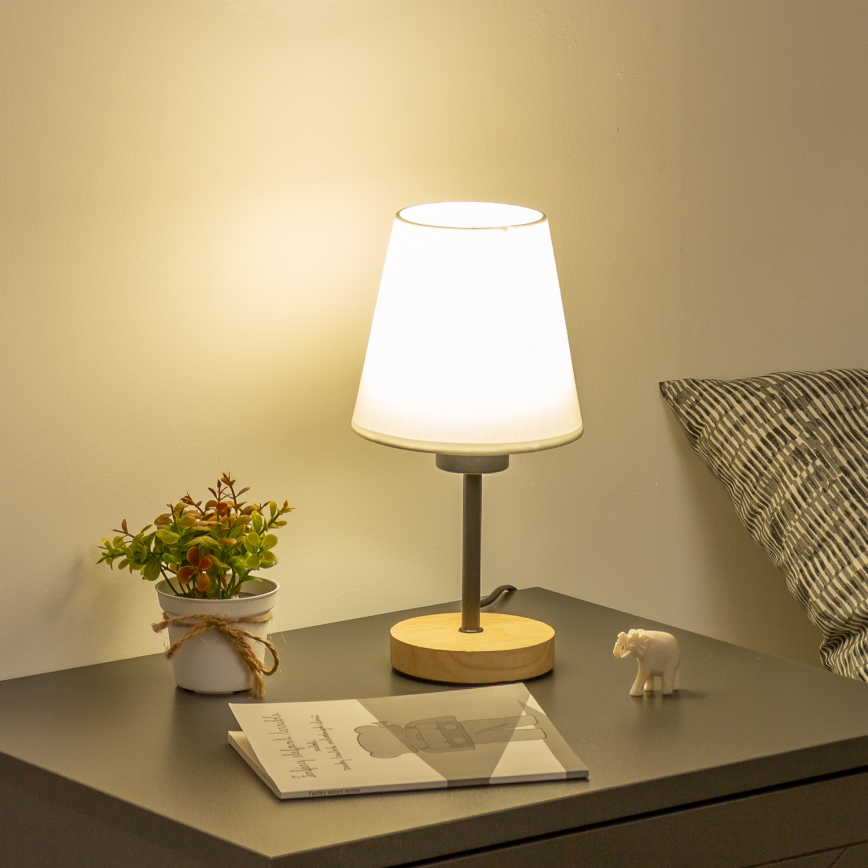 Brilagi - Pöytävalaisin NUBILA WOOD 1xE27/25W/230V tammi/valkoinen