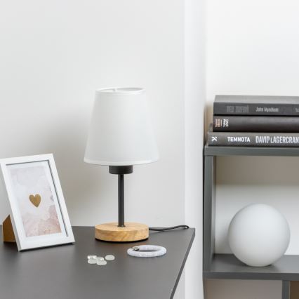 Brilagi - Pöytävalaisin NUBILA WOOD 1xE27/25W/230V tammi/valkoinen