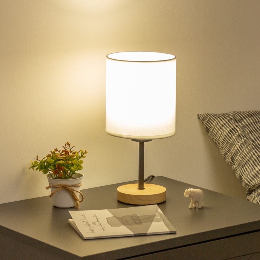 Brilagi - Pöytävalaisin NUBILA WOOD 1xE27/25W/230V tammi/valkoinen