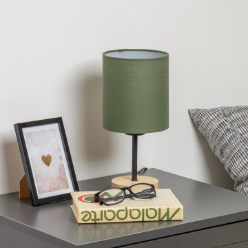 Brilagi - Pöytävalaisin NUBILA WOOD 1xE27/25W/230V tammi/vihreä