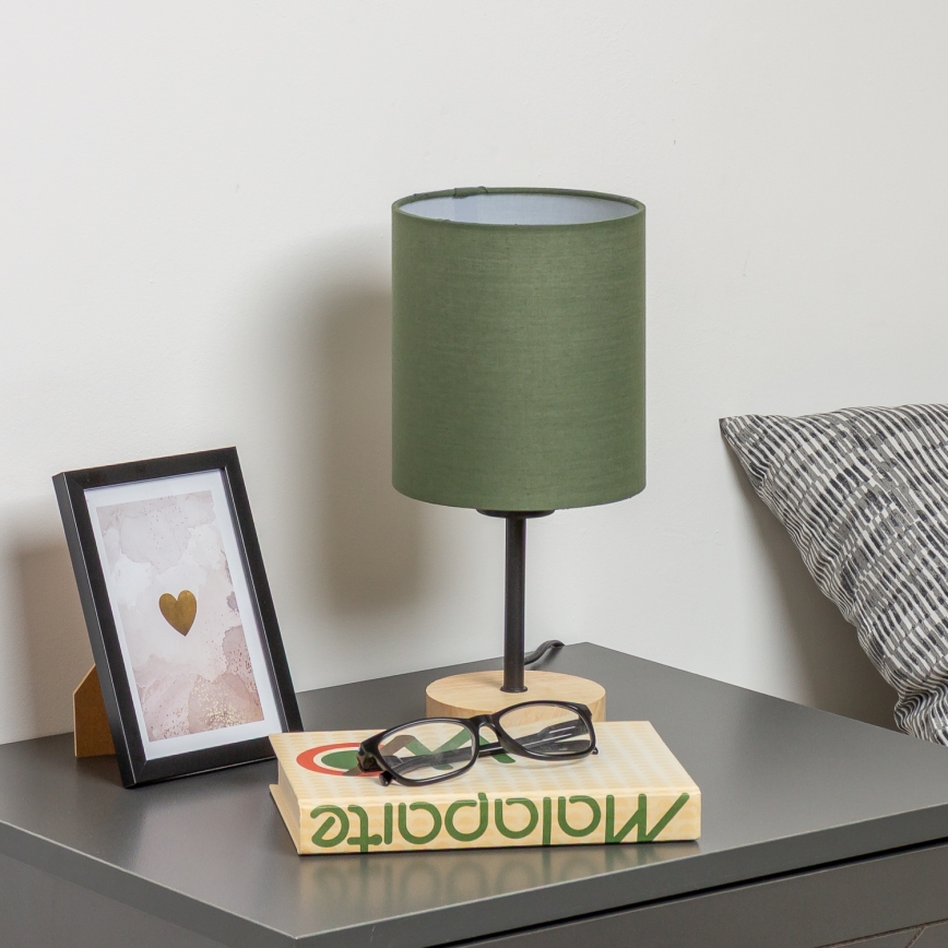 Brilagi - Pöytävalaisin NUBILA WOOD 1xE27/25W/230V tammi/vihreä
