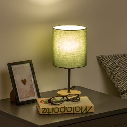 Brilagi - Pöytävalaisin NUBILA WOOD 1xE27/25W/230V tammi/vihreä