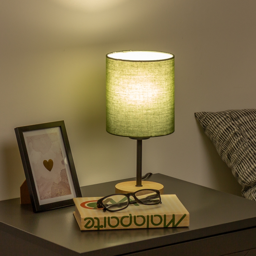 Brilagi - Pöytävalaisin NUBILA WOOD 1xE27/25W/230V tammi/vihreä