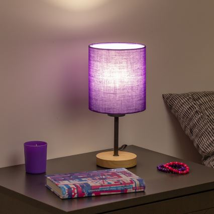 Brilagi - Pöytävalaisin NUBILA WOOD 1xE27/25W/230V tammi/violetti