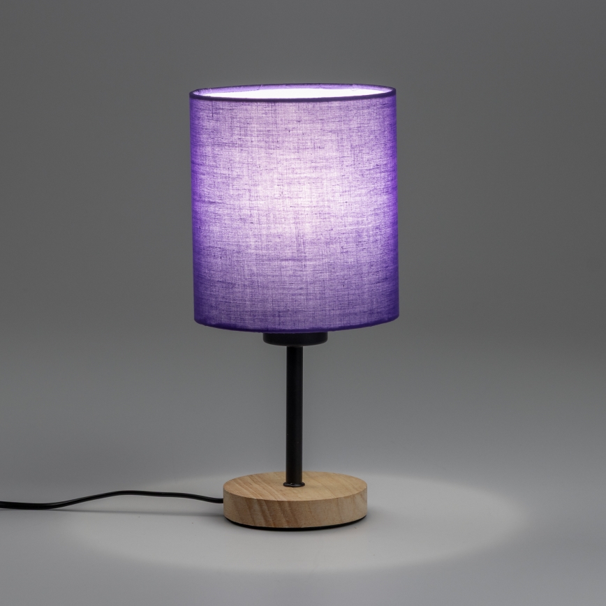 Brilagi - Pöytävalaisin NUBILA WOOD 1xE27/25W/230V tammi/violetti
