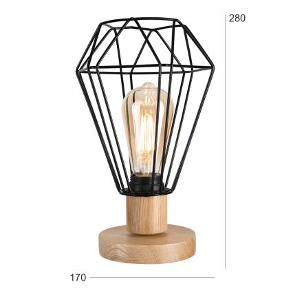 Brilagi - Pöytävalaisin WOODY BASKET 1xE27/60W/230V tammi